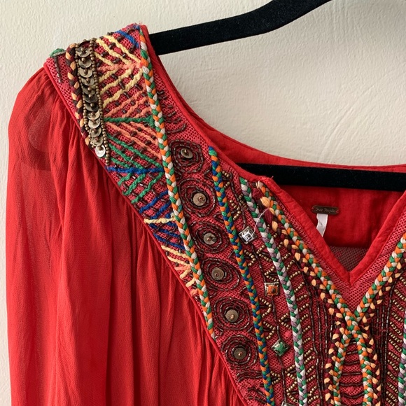 Free People Tops - Free People Beaded Sheer Tunic